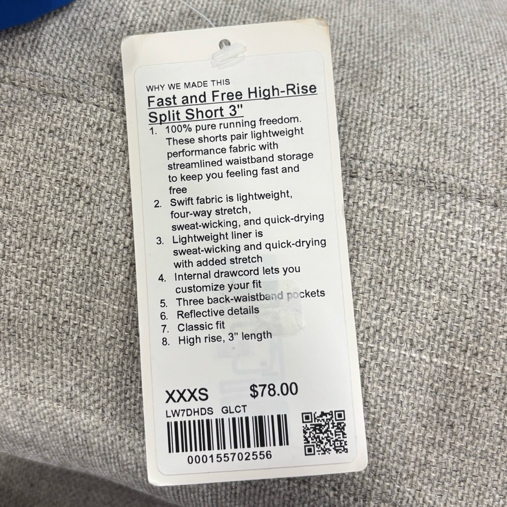 NWT Lululemon Fast & Free High Rise Split Shorts 3" Galactic Cobalt Size XXXS 0 - Picture 4 of 6